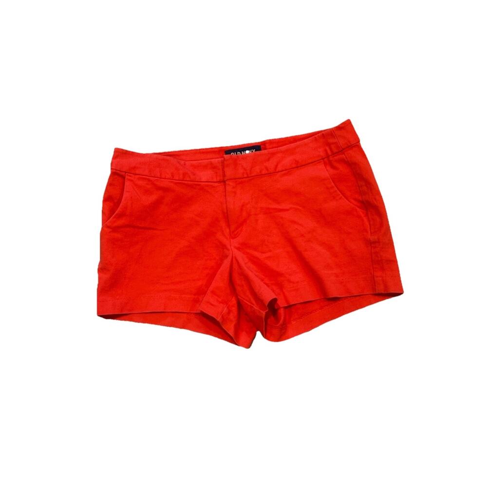 Old Navy Preppy Chino Shorts Womens Size 12 Red Slash Pocket Mid Rise